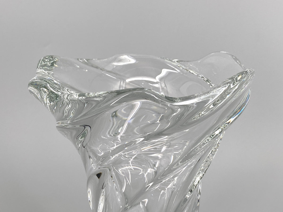 Mid Century skulpturale Spiral Vase aus Glas, 1950er
