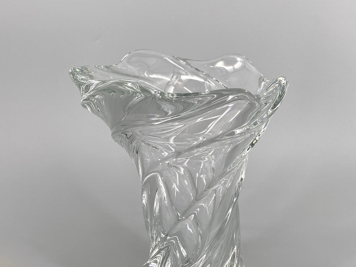 Mid Century skulpturale Spiral Vase aus Glas, 1950er