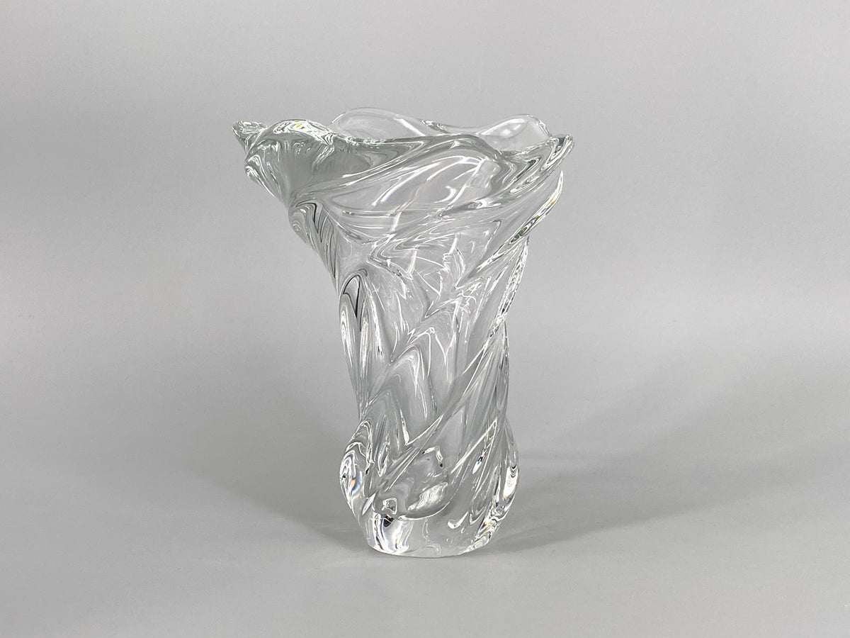 Mid Century skulpturale Spiral Vase aus Glas, 1950er