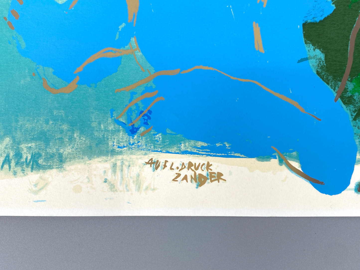 Handsignierter, farbenfroher Siebdruck mit glänzenden und matten Farben aus der Reihe "Mozart Suite" von Adi Holzer (geb. 1936), 1987