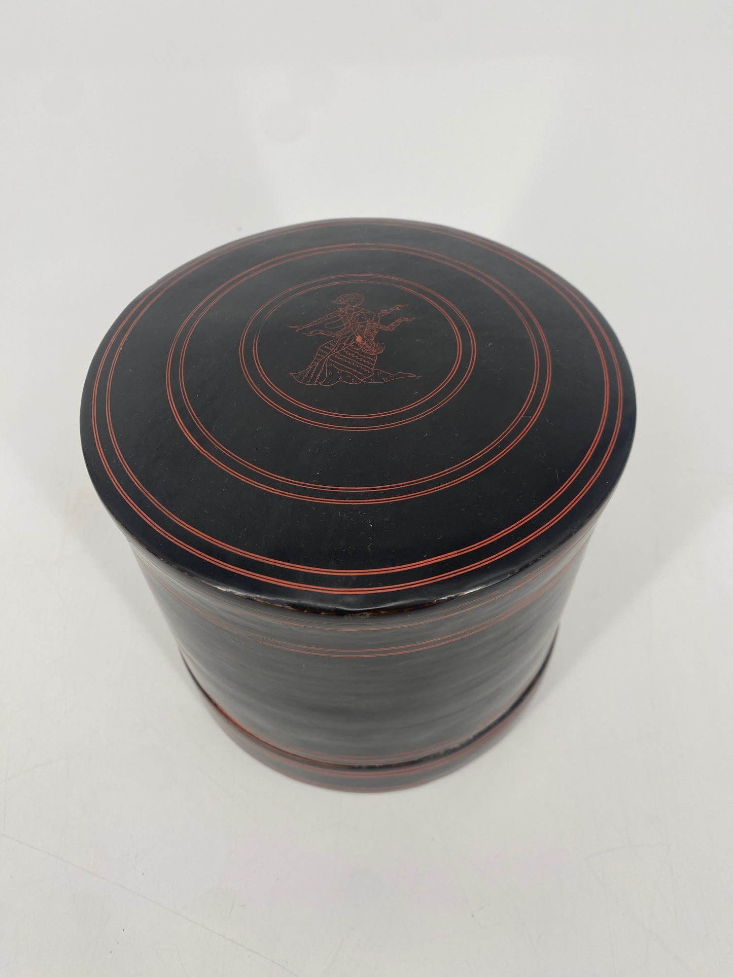 Alte bemalte Deckeldose aus Japan, 30er 40er 50er