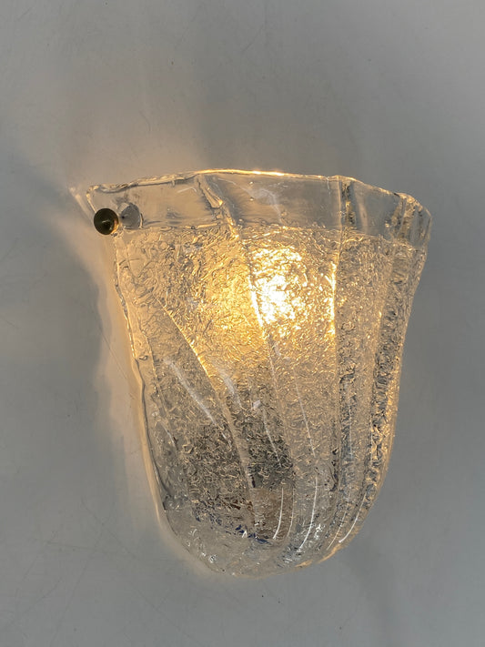 Wandlampe mit Eisglasstruktur aus Muranoglas von Lucitalia, Italien 1970er