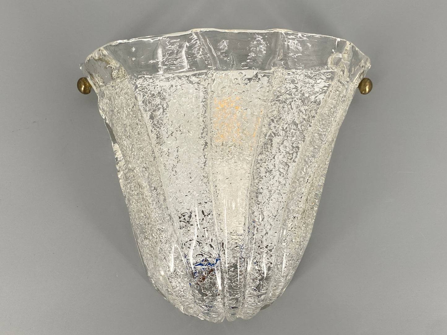 Wandlampe mit Eisglasstruktur aus Muranoglas von Lucitalia, Italien 1970er