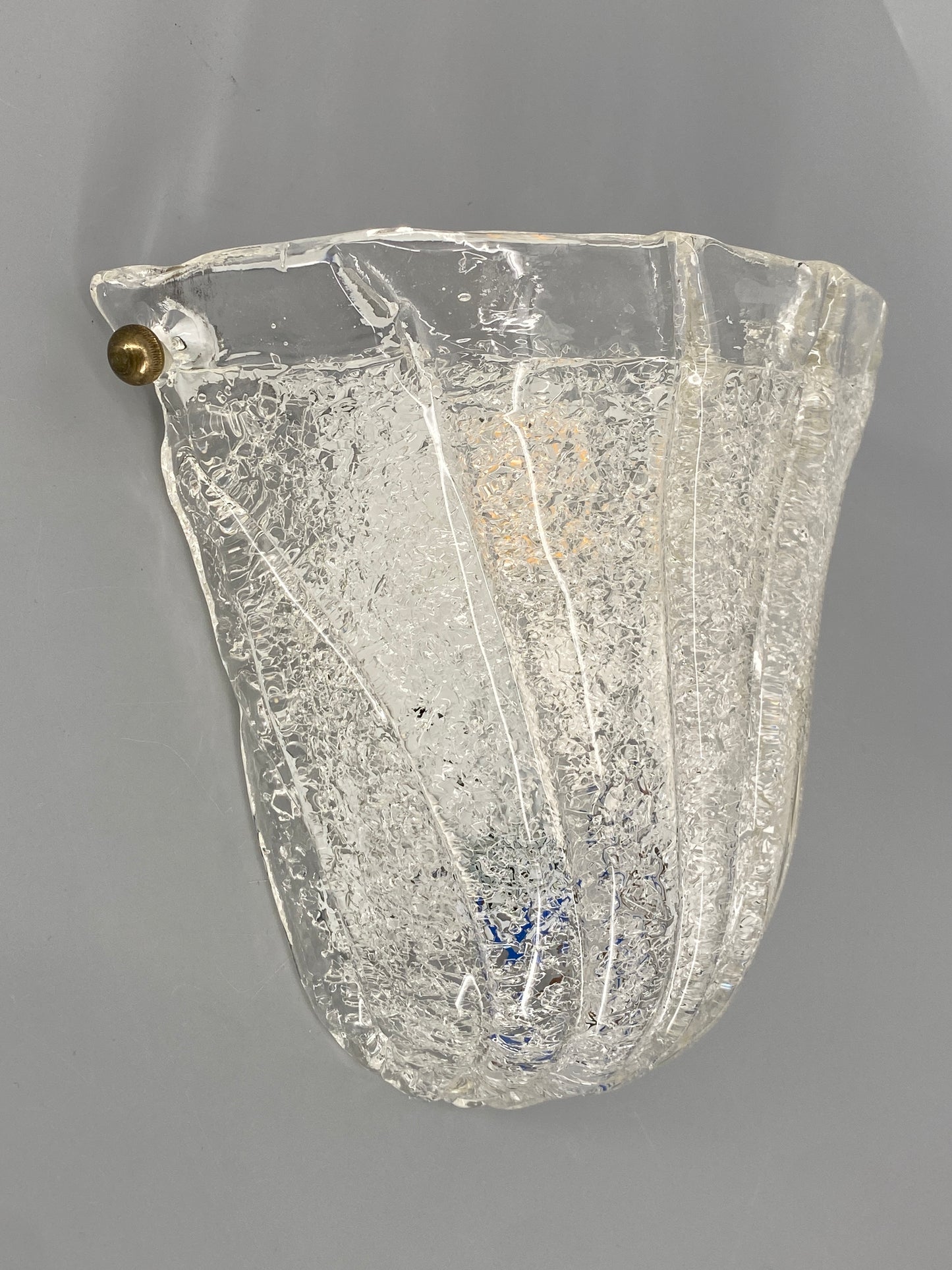 Wandlampe mit Eisglasstruktur aus Muranoglas von Lucitalia, Italien 1970er