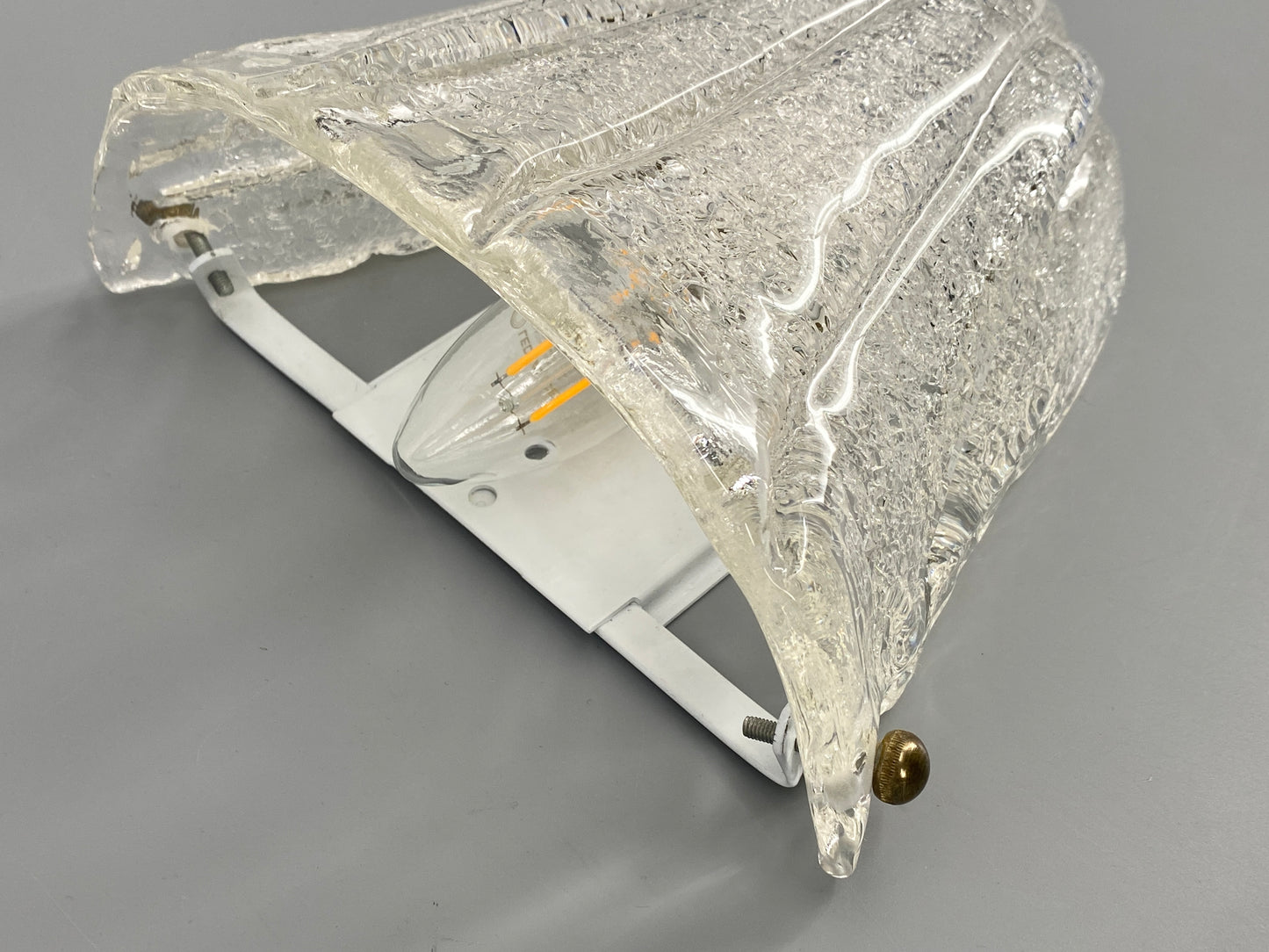 Wandlampe mit Eisglasstruktur aus Muranoglas von Lucitalia, Italien 1970er