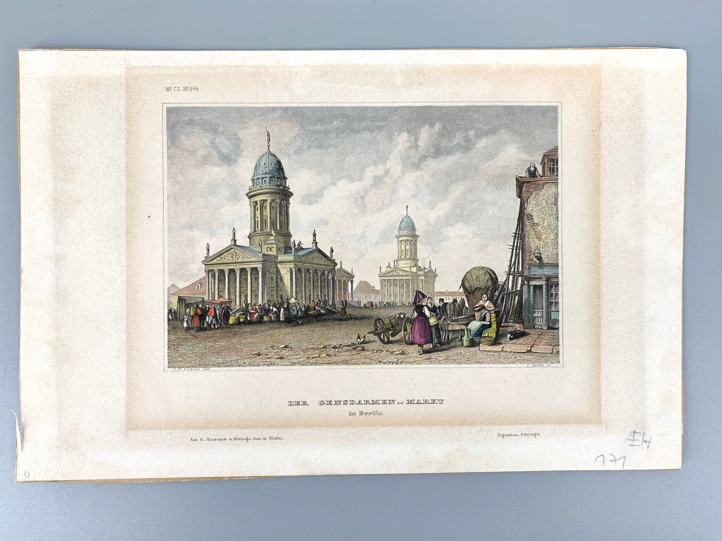 5x Sammlung von Stahlstichen Berlin, ua. Gendarmenmarkt, Schloss/Spree..