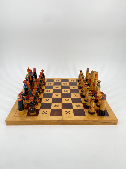 Handbemaltes Schachspiel, Sowjet Union Kirgistan 1960er