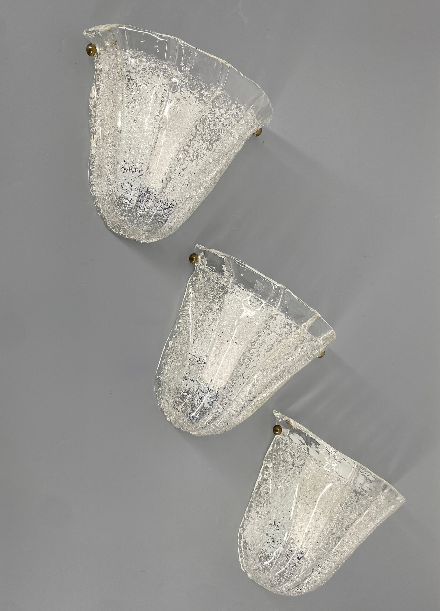 Wandlampe mit Eisglasstruktur aus Muranoglas von Lucitalia, Italien 1970er
