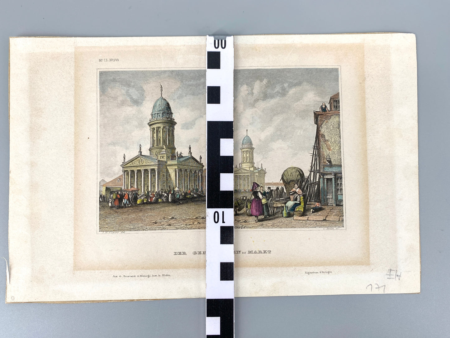 5x Sammlung von Stahlstichen Berlin, ua. Gendarmenmarkt, Schloss/Spree..