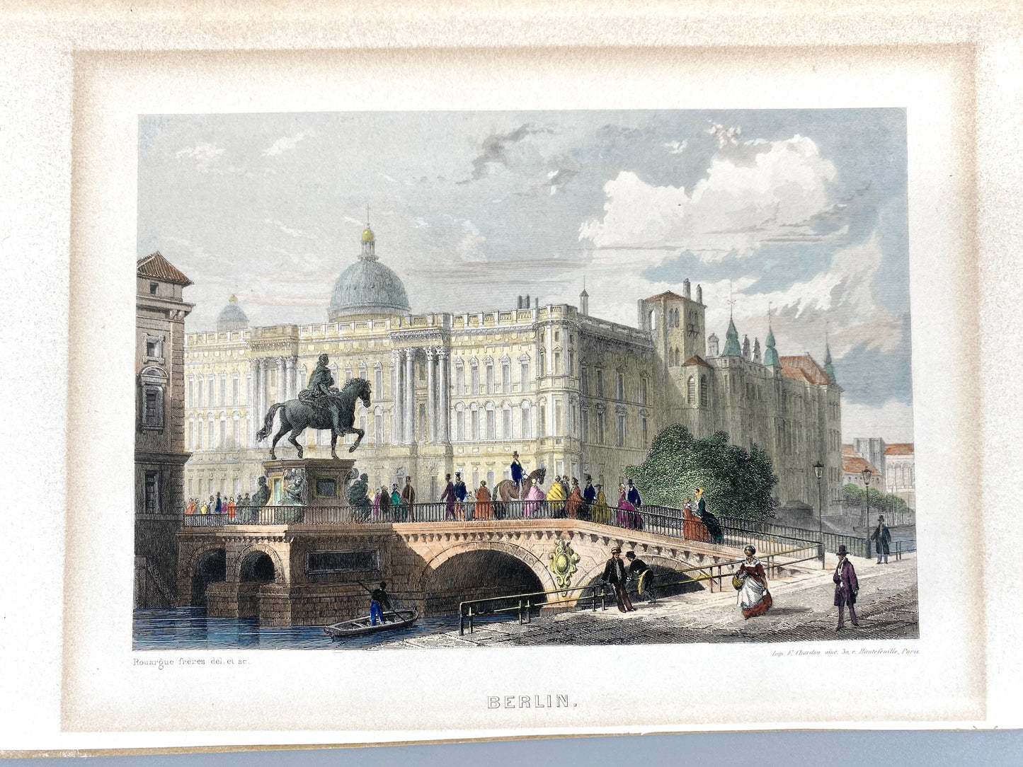 5x Sammlung von Stahlstichen Berlin, ua. Gendarmenmarkt, Schloss/Spree..