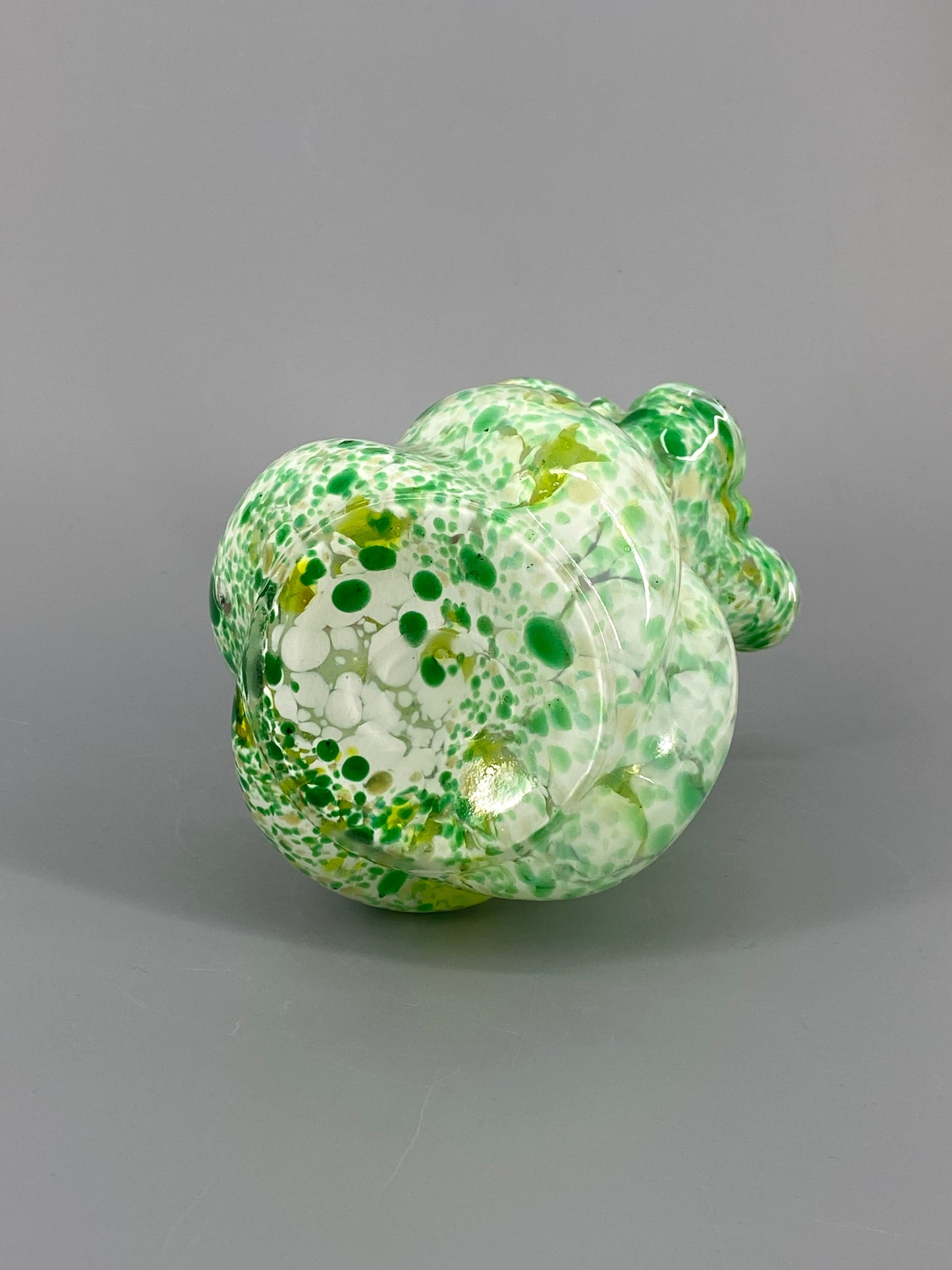Murano Glas Vase, grün und weiß gesprenkelt, 70er