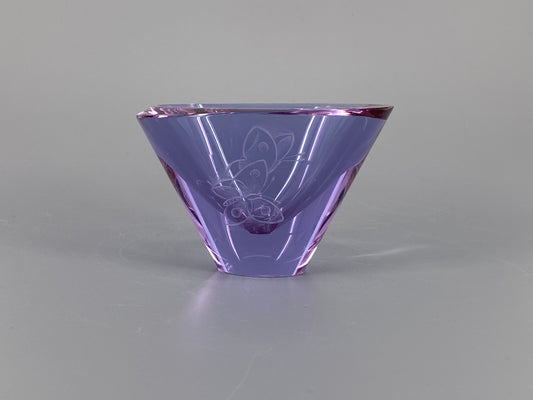 Schale aus Glas mit Schmetterlingen, Lila