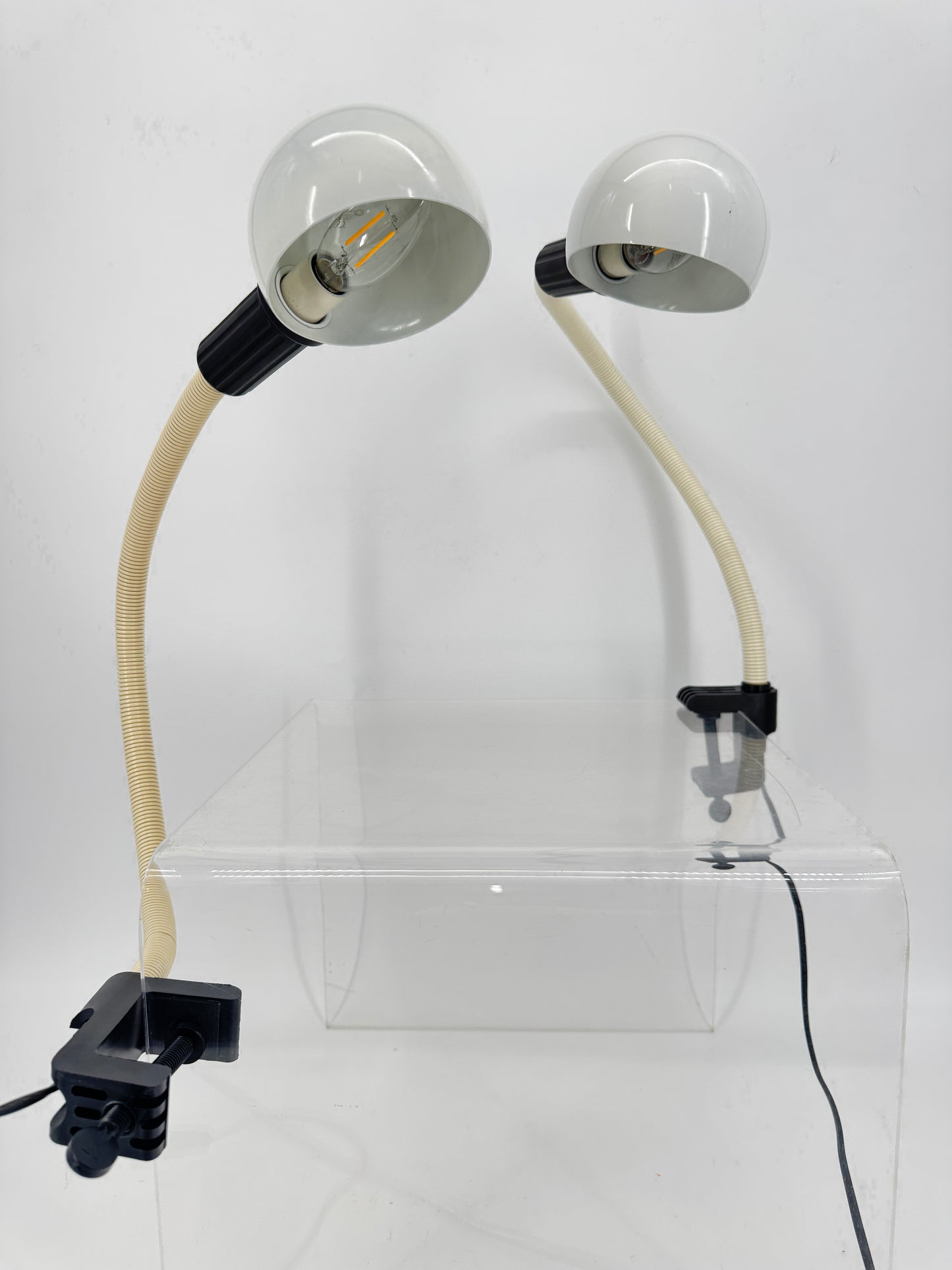 Paar Klemmlampen mit biegsamen Schwanenhals