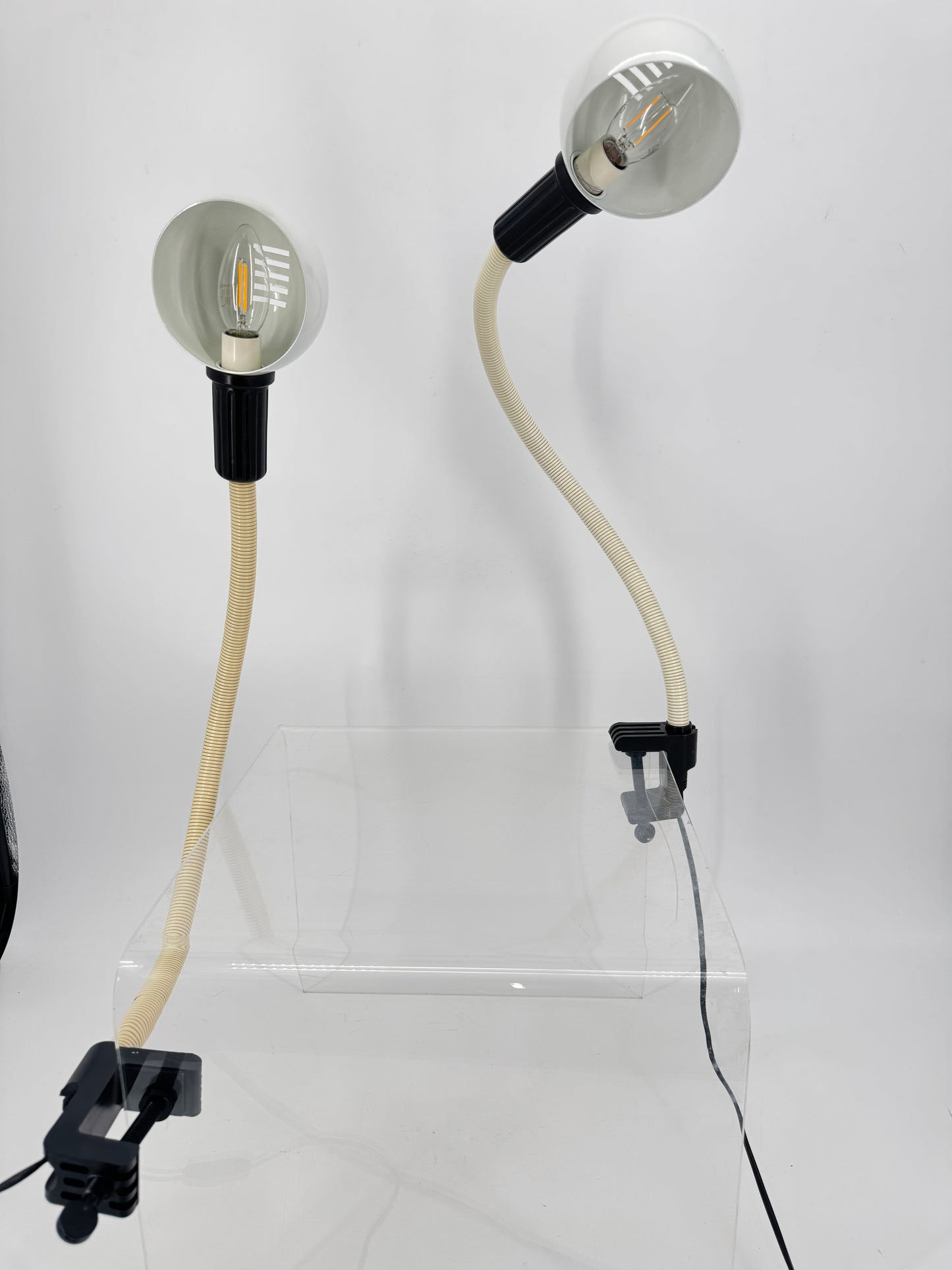 Paar Klemmlampen mit biegsamen Schwanenhals