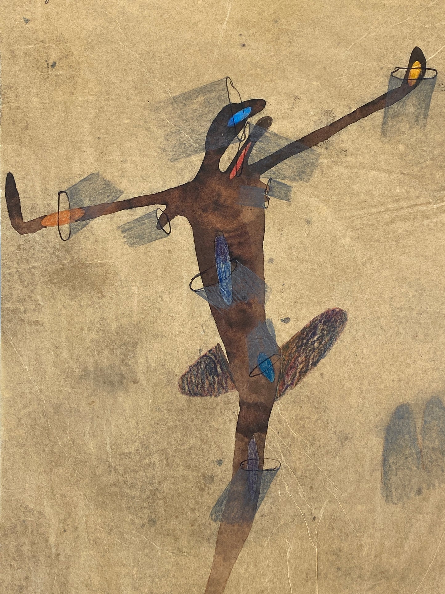 Gemälde "Christus am Kreuz" auf feinem Japanpapier von Dieter Krüll (geb. 1949), 1973