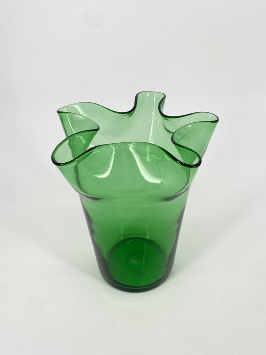 Serviettenvase aus Glas von Empoli, Italien, 50/60er