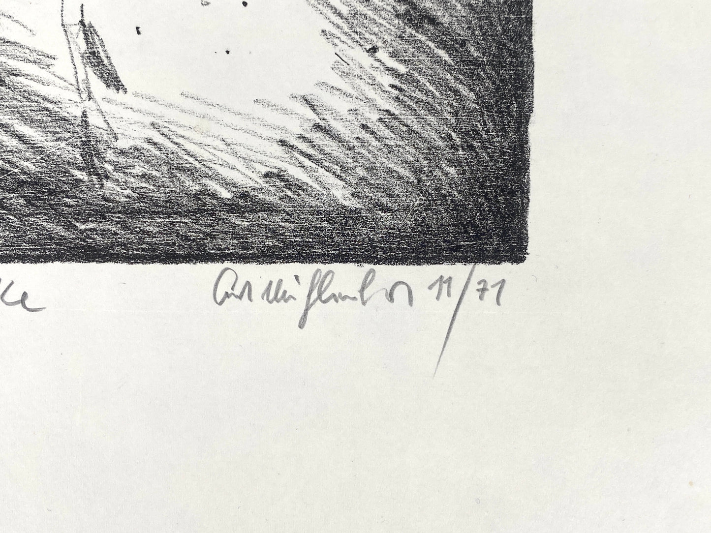 Signierte und nummerierte Lithografie "Das Grenzhäuschen an der Oberbaumbrücke" von Kurt Mühlenhaupt (1921–2006), 1971