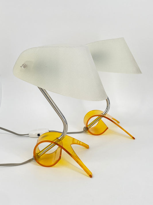 Tischlampen von Apolinary Galecki, Acrylglas Gelb, 1960/70er Jahre