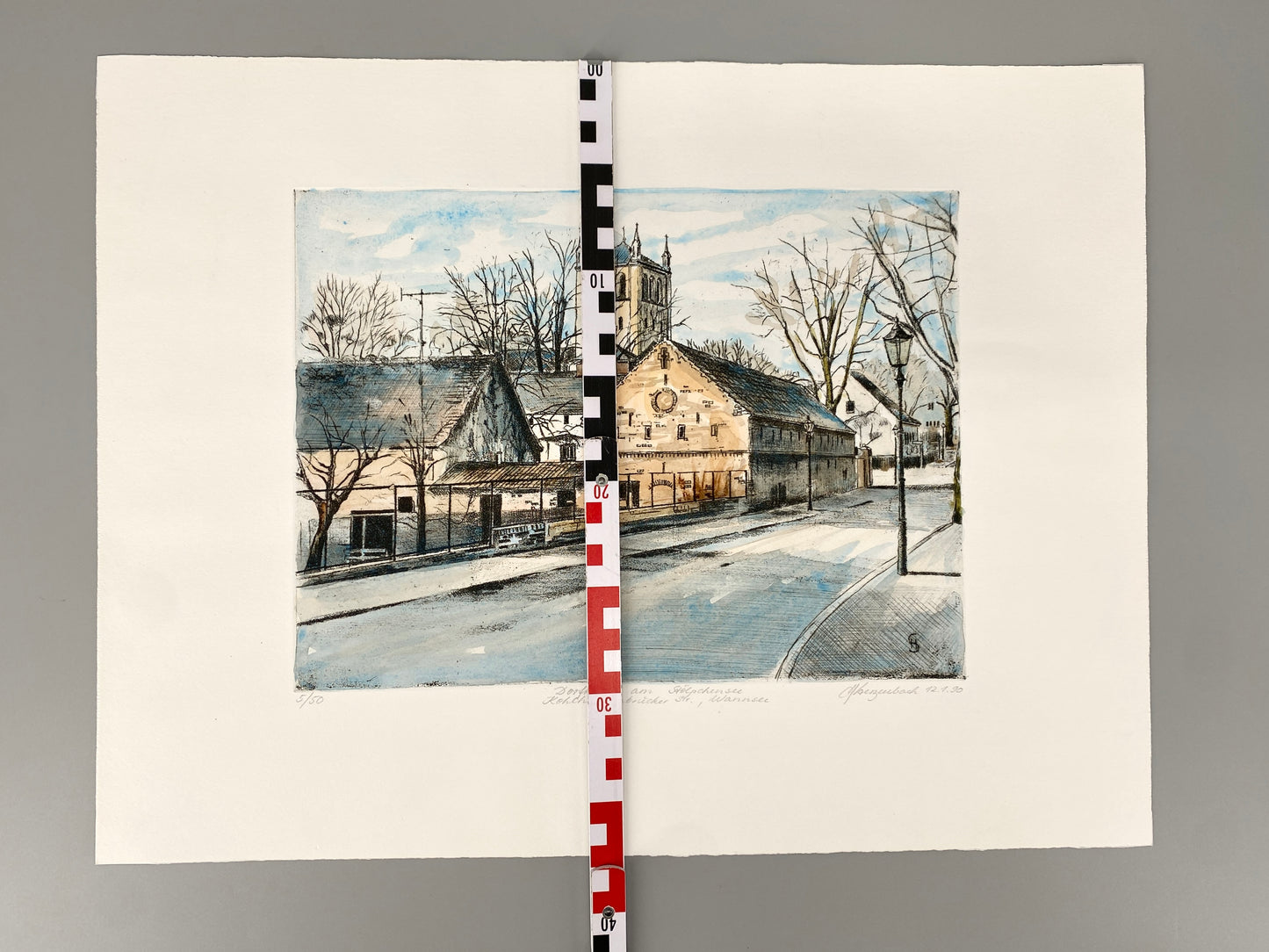 Heinz Sterzenbach - Kirche Stolpensee, Wannsee Berlin. Radierung