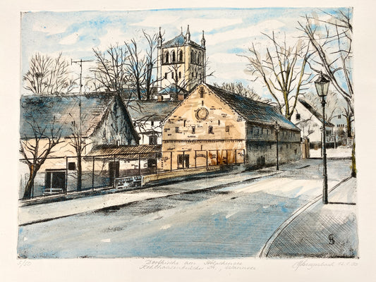 Heinz Sterzenbach - Kirche Stolpensee, Wannsee Berlin. Radierung