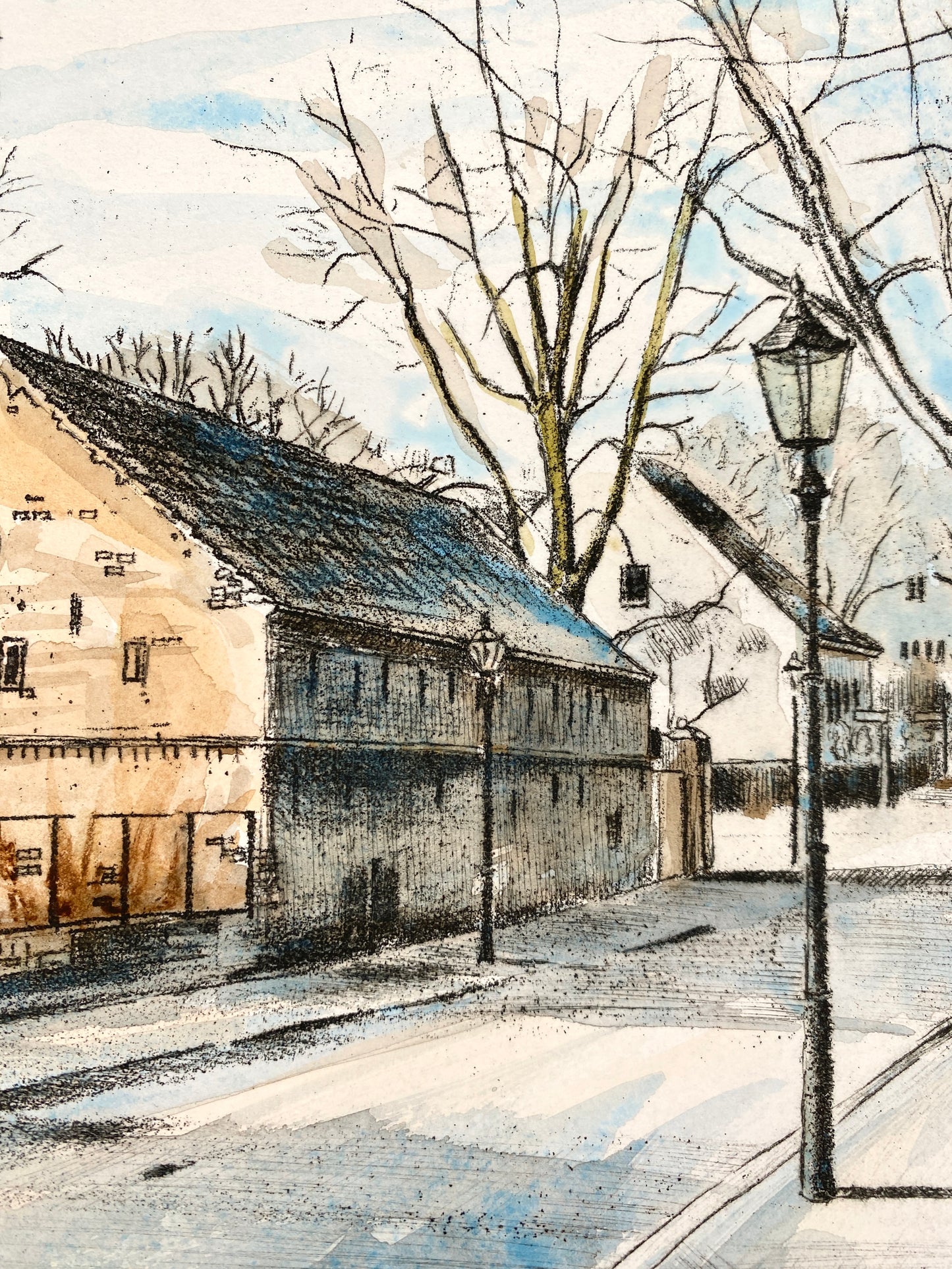Heinz Sterzenbach - Kirche Stolpensee, Wannsee Berlin. Radierung