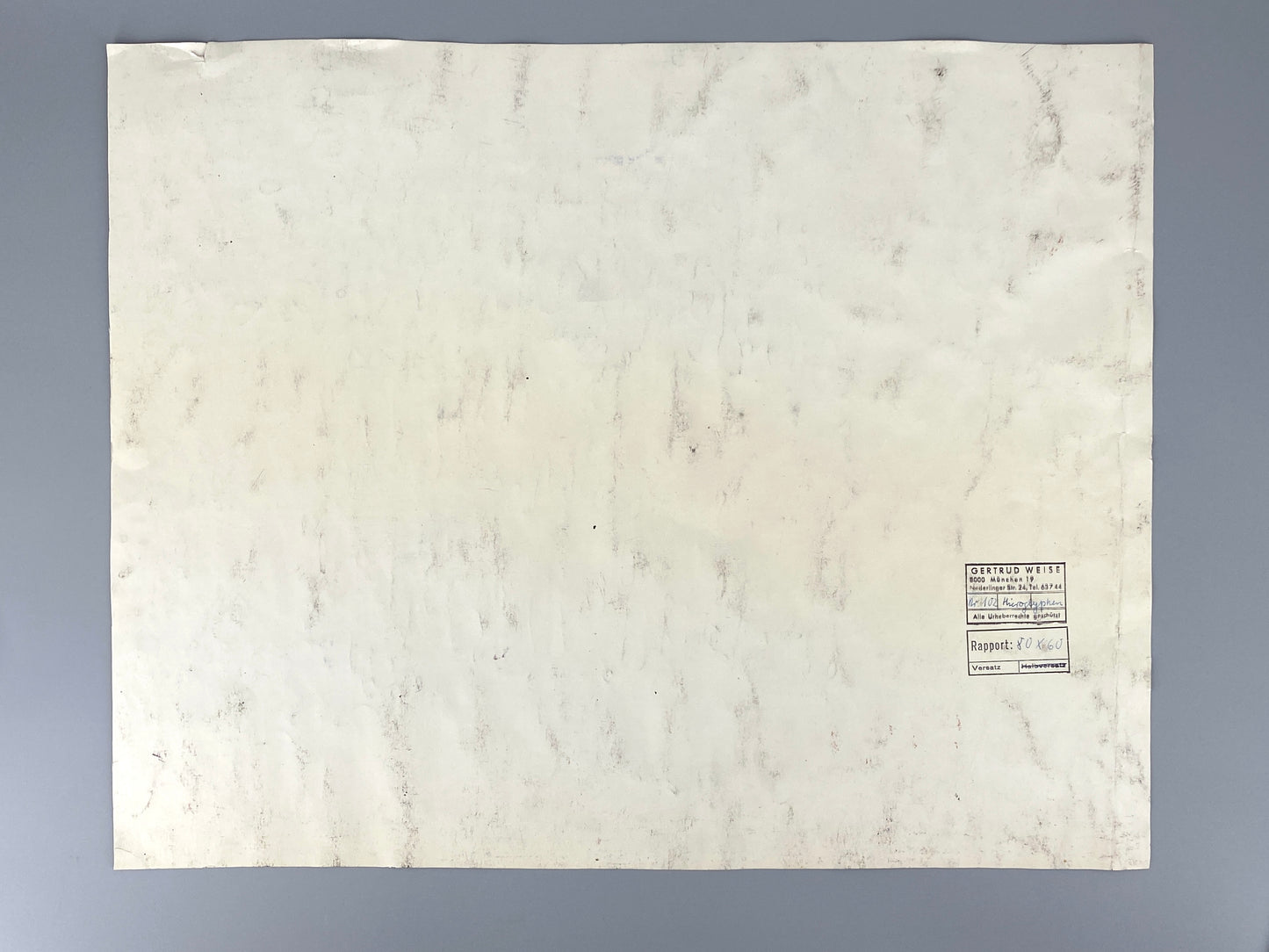Gemälde / Textilentwurf "Hieroglyphen" von Gertrud Kelletat, mit Stempel der Künstlerin, 60er