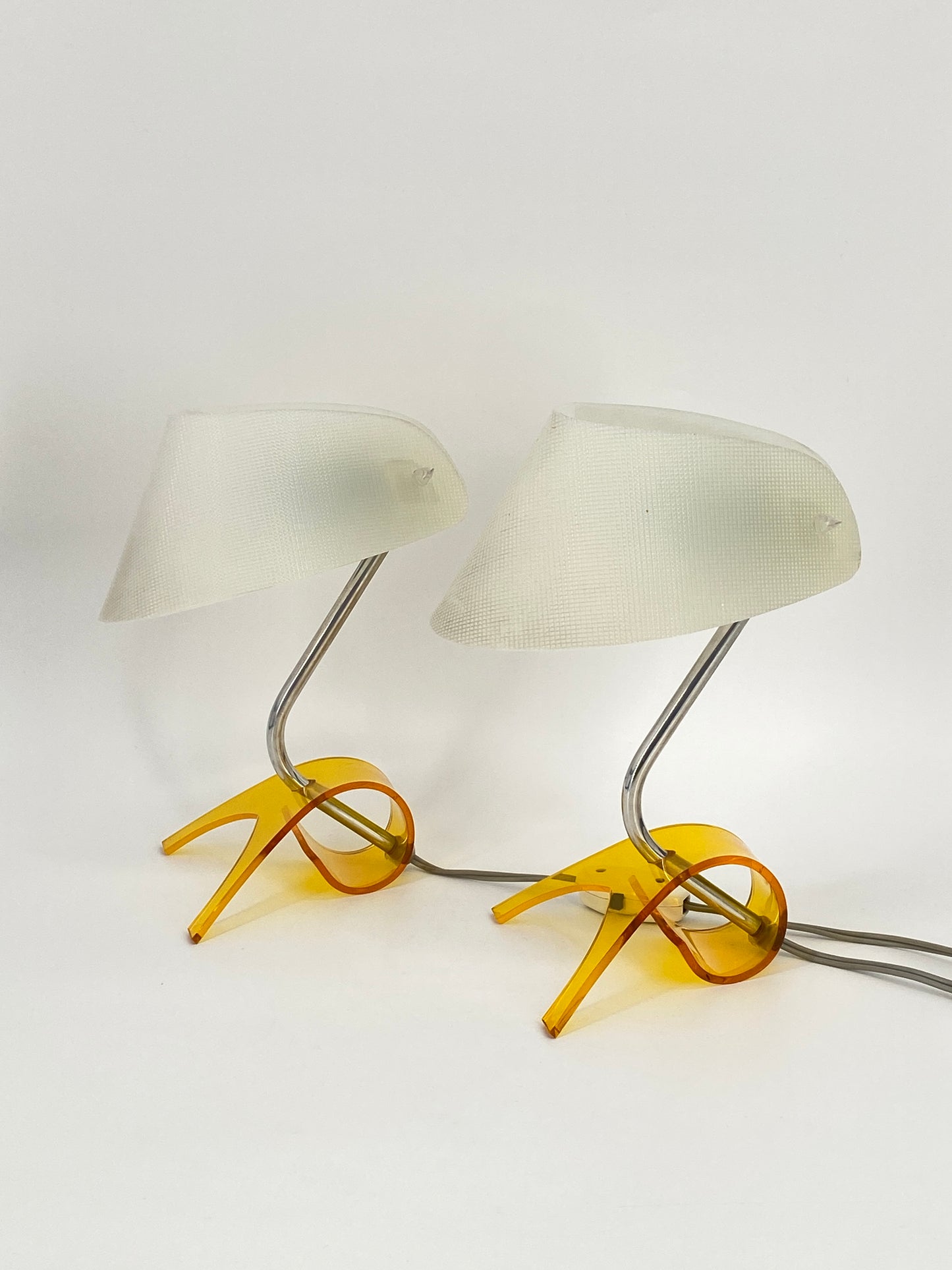 Tischlampen von Apolinary Galecki, Acrylglas Gelb, 1960/70er Jahre