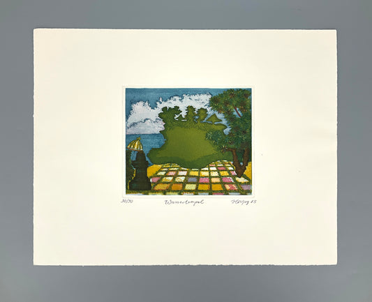 Farbradierung "Wassertempel" von Charlotte Herzog von Berg, 1985