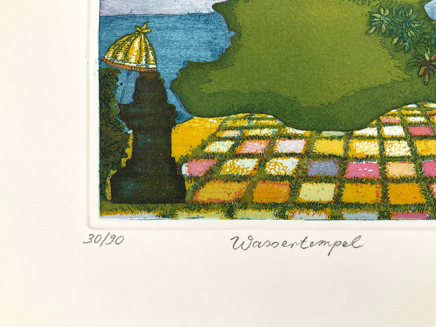 Farbradierung "Wassertempel" von Charlotte Herzog von Berg, 1985