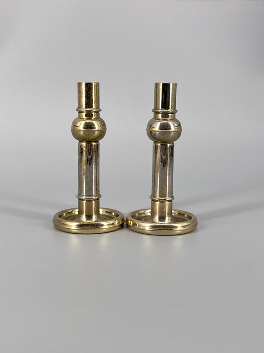2 modulare Kerzenhalter aus Messing, 1970er