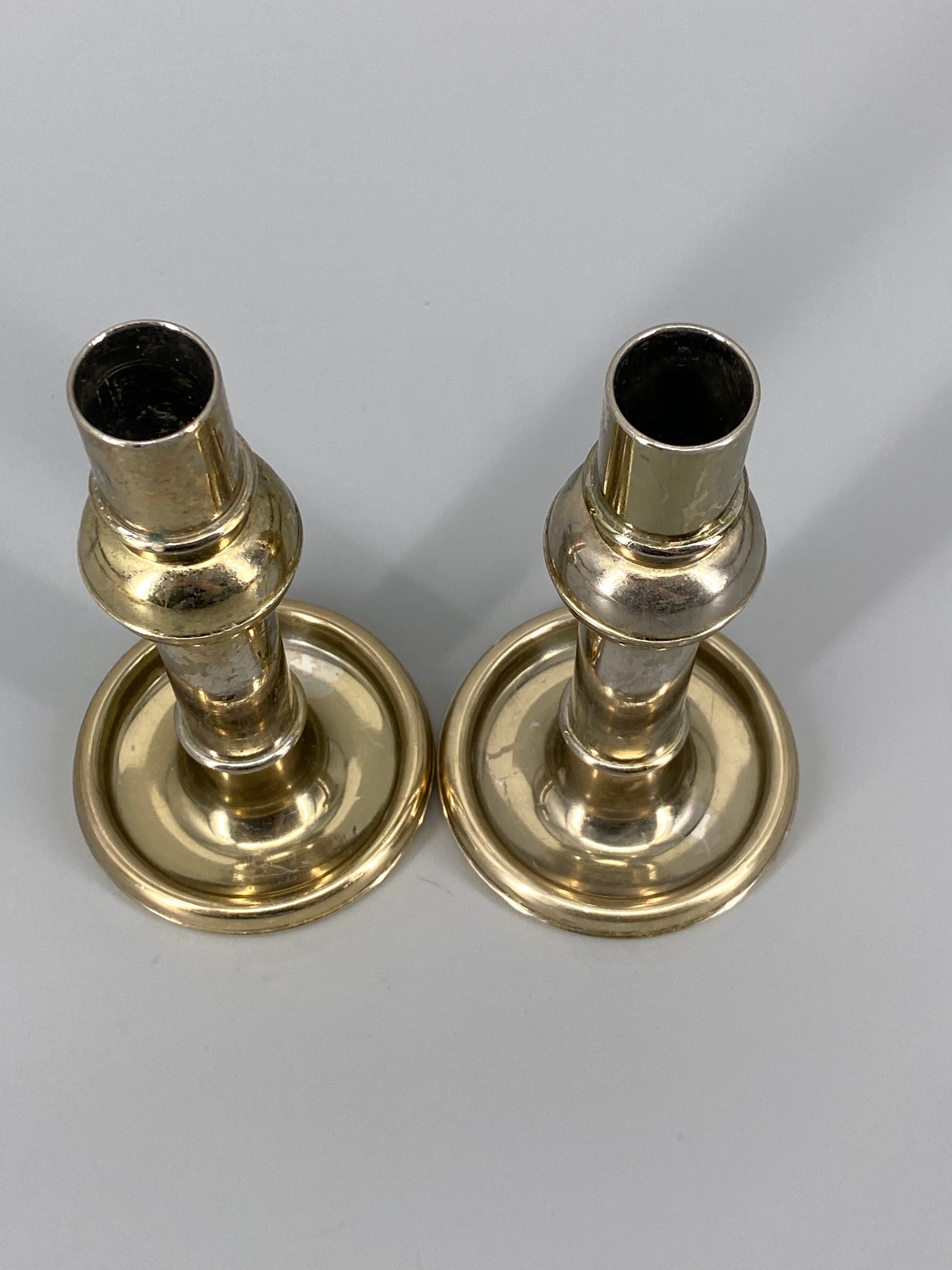 2 modulare Kerzenhalter aus Messing, 1970er