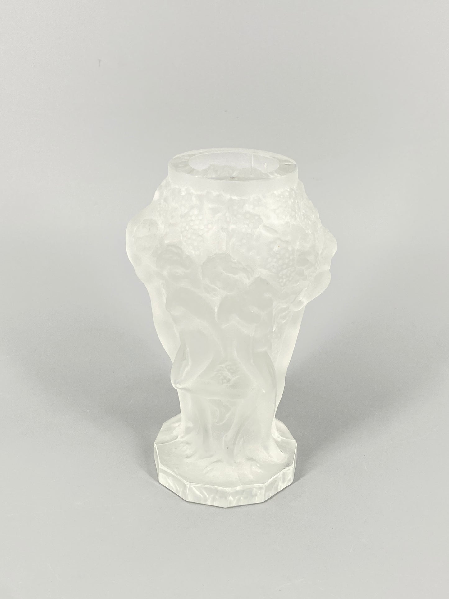Art Deco Vase von Hoffmann & Schlevogt aus Pressglas in Transparent
