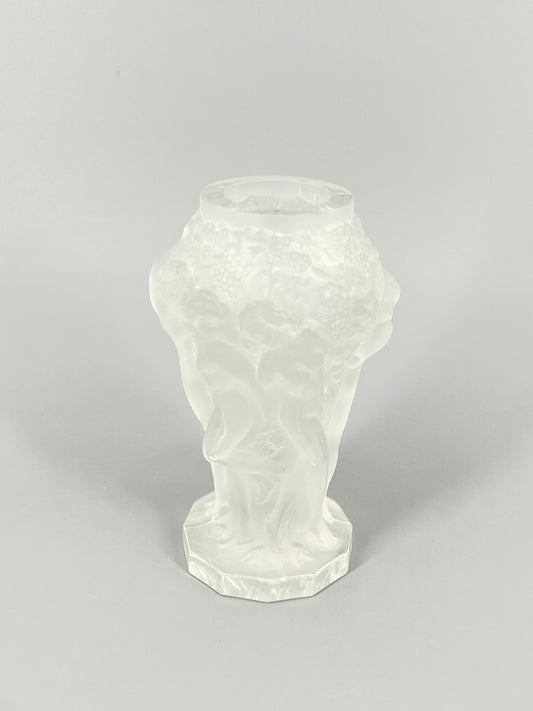 Art Deco Vase von Hoffmann & Schlevogt aus Pressglas in Transparent