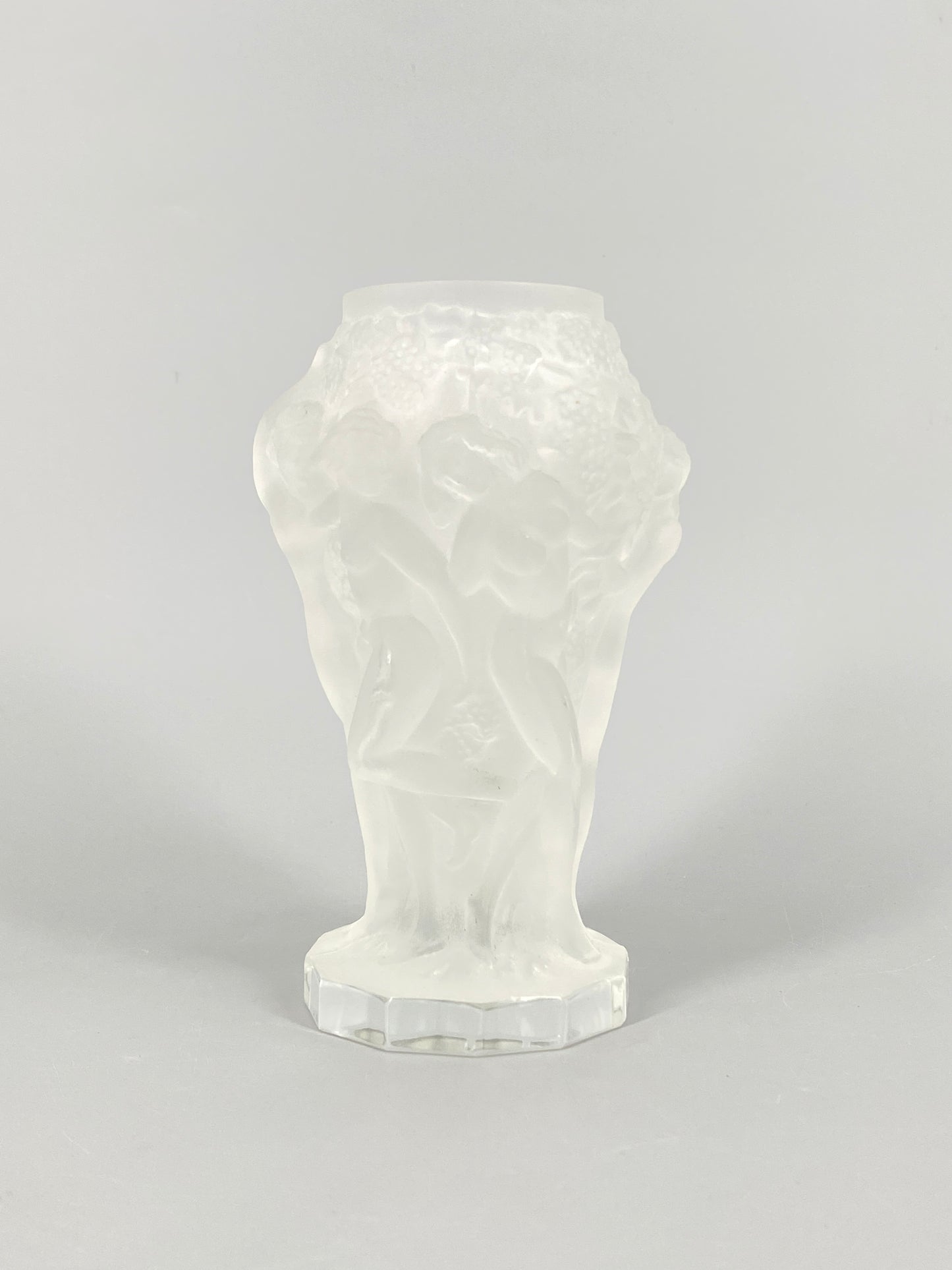 Art Deco Vase von Hoffmann & Schlevogt aus Pressglas in Transparent