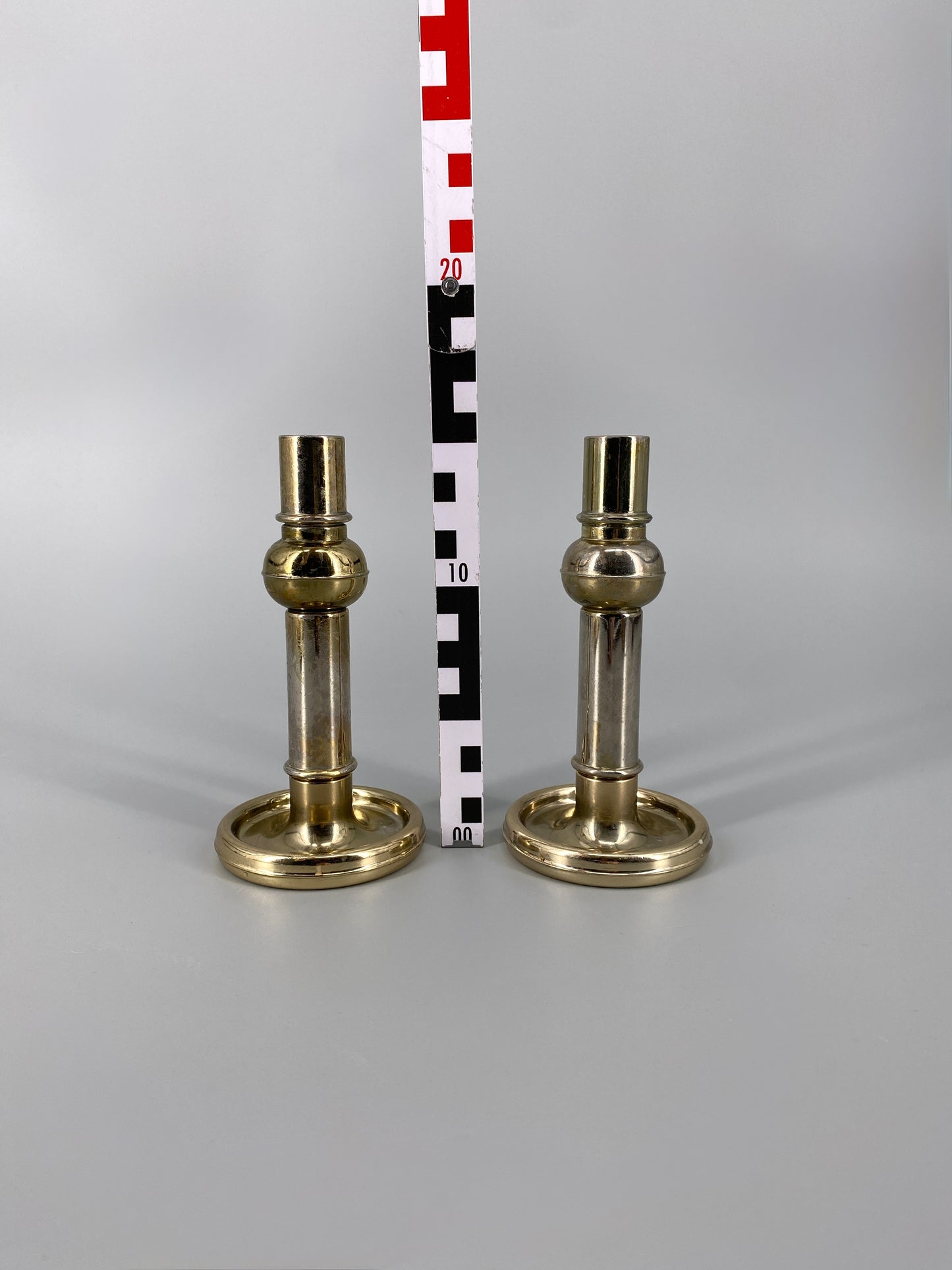 2 modulare Kerzenhalter aus Messing, 1970er