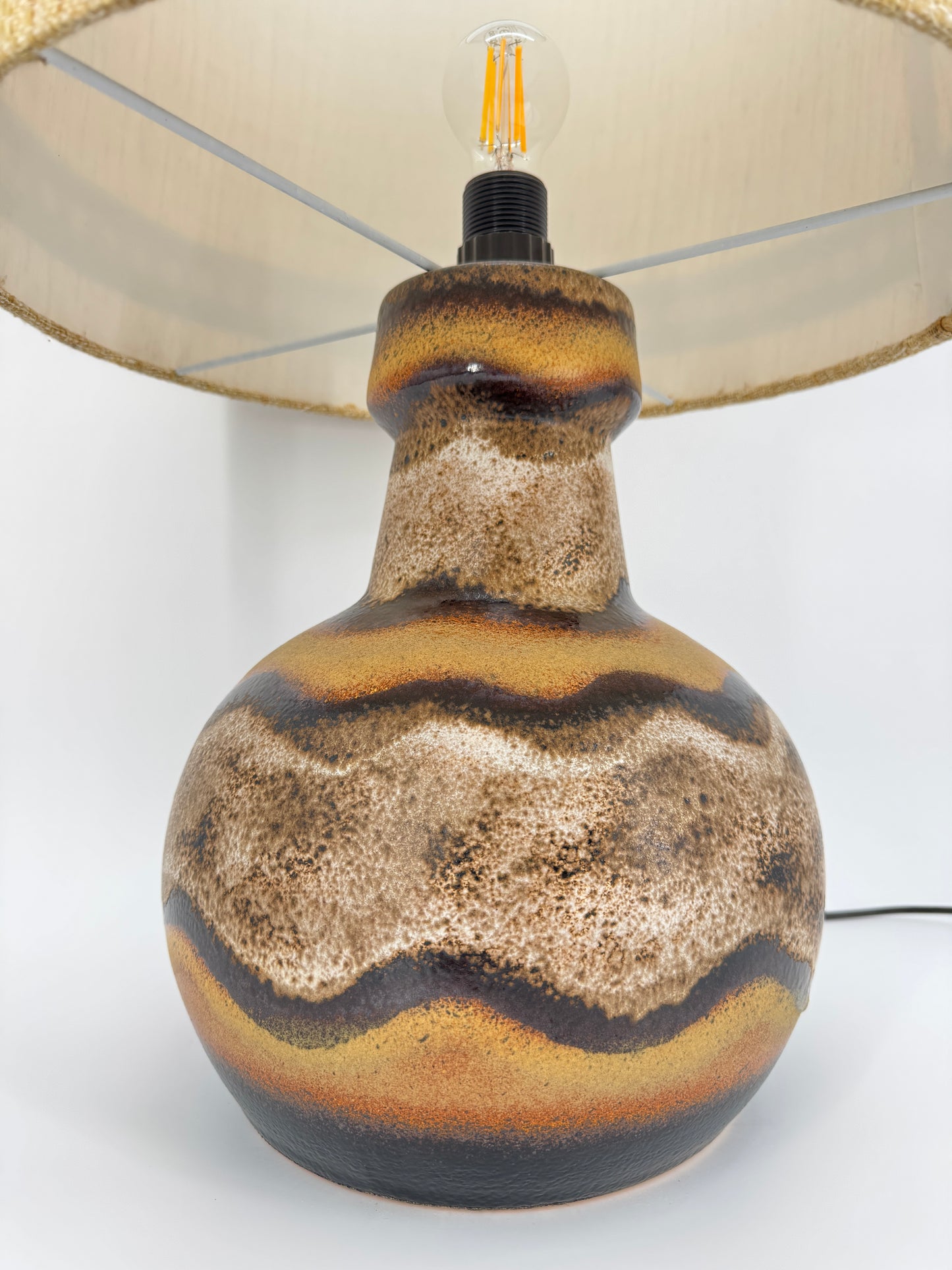 Tischlampe Fat Lava Braun Stoff Lampenschirm