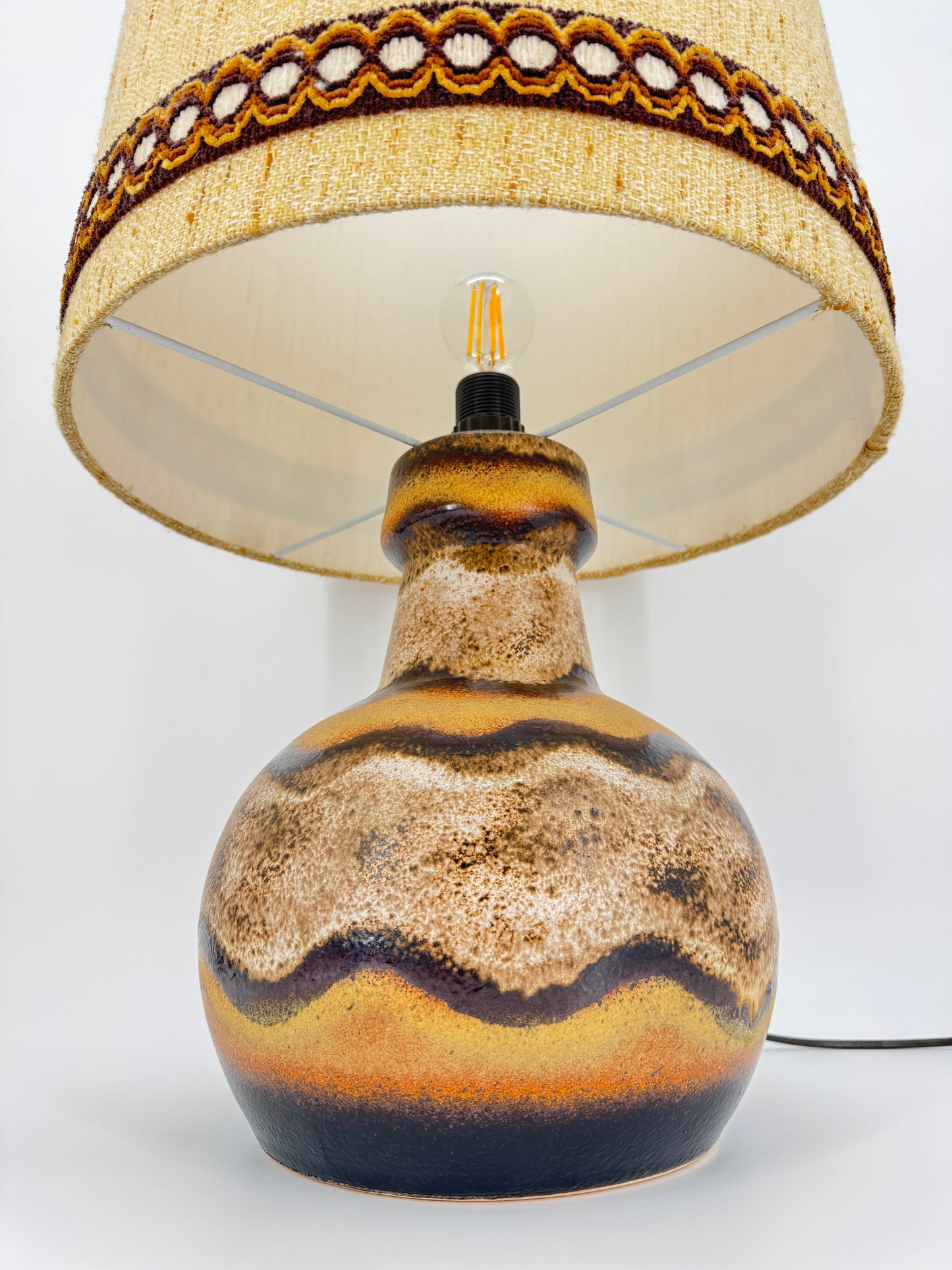 Tischlampe Fat Lava Braun Stoff Lampenschirm