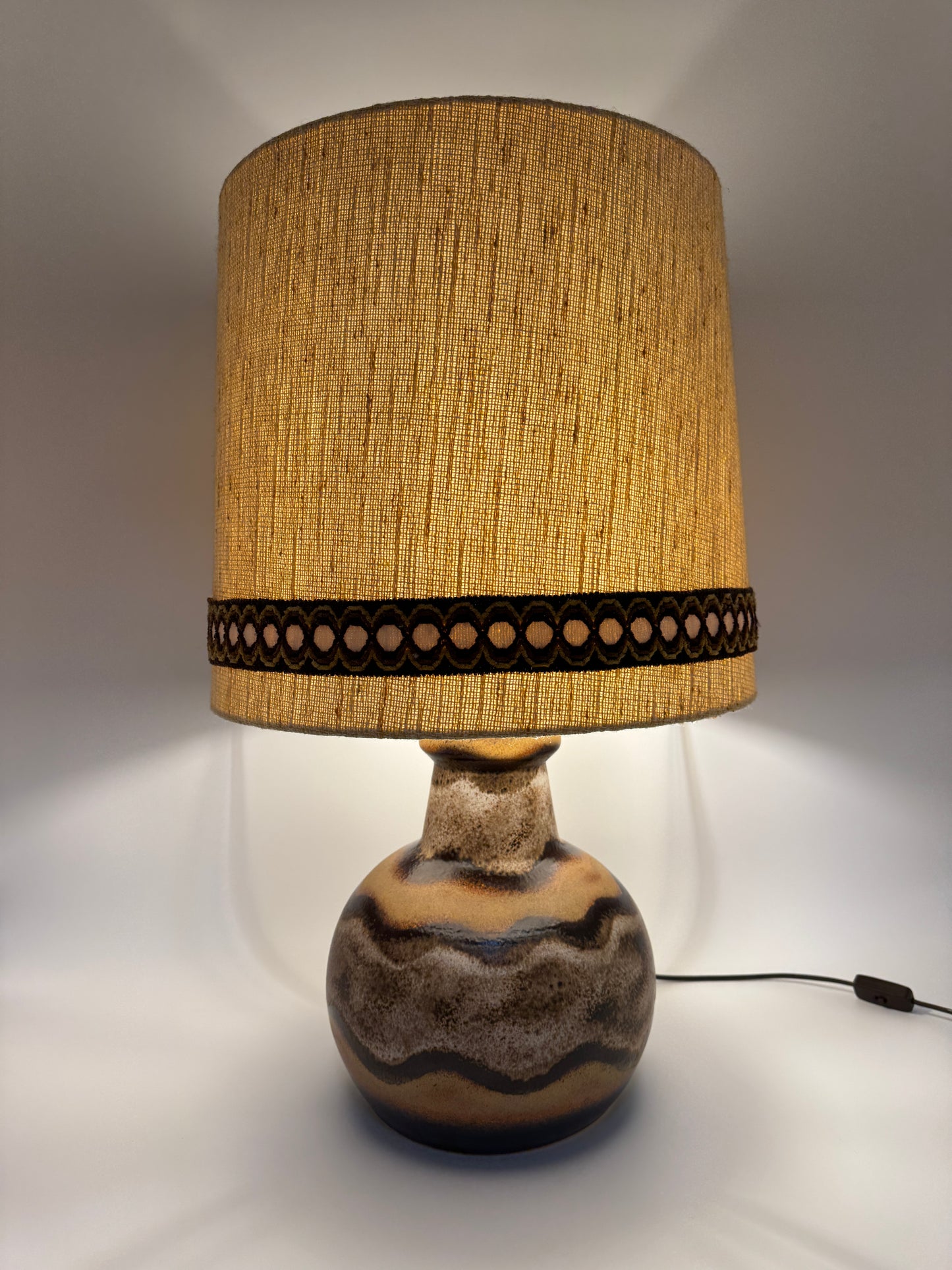 Tischlampe Fat Lava Braun Stoff Lampenschirm