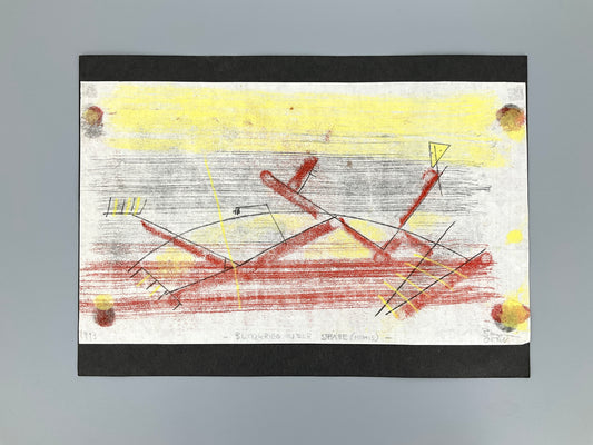 Feinsinnige Monotypie "Blitzkrieg in der Sphäre (Hemis)" mit unleserlicher Signatur, 1993
