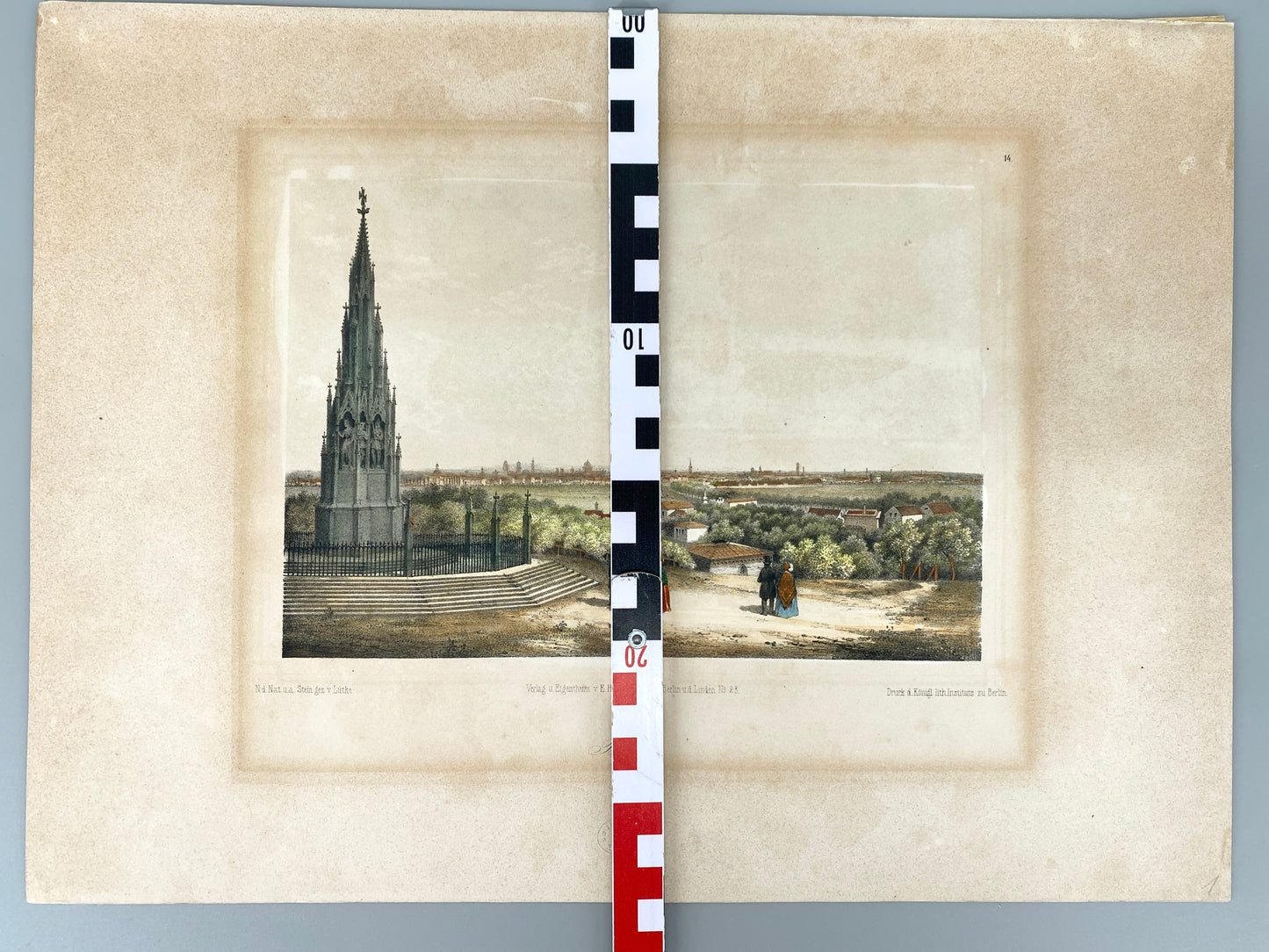 Radierung Lütke - Berlin. Blick vom Kreuzberge