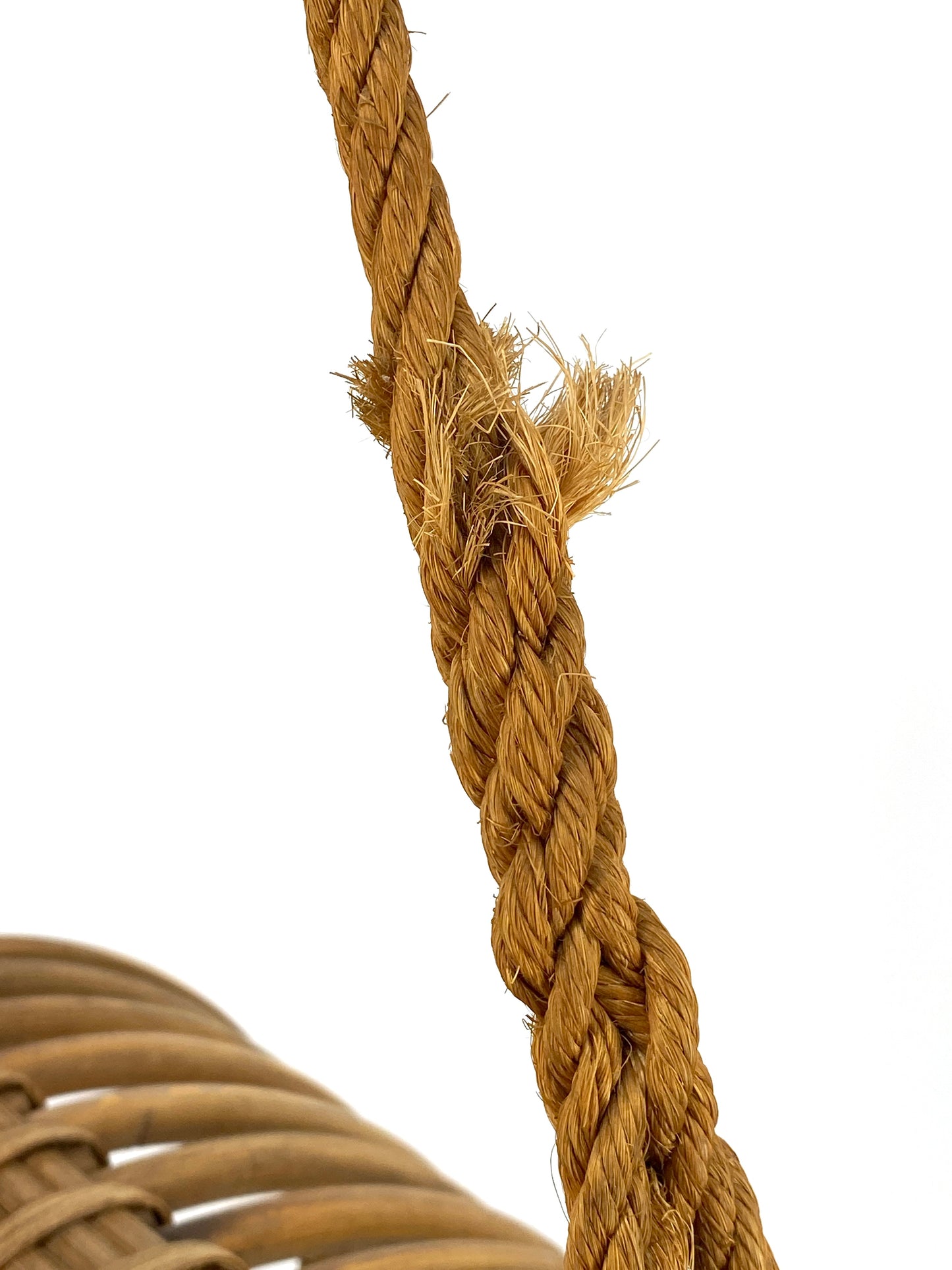 Hängender Zeitungsständer aus Rattan, geflochten, vintage