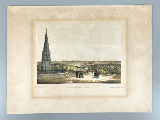 Radierung Lütke - Berlin. Blick vom Kreuzberge