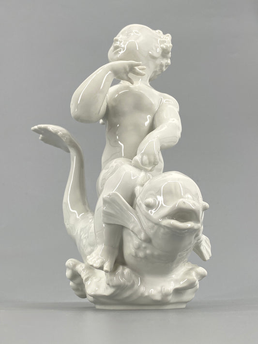 Porzellanfigurine mit Putto von Paul Scheurich für KPM, 2. Wahl, 1940/1962–1992