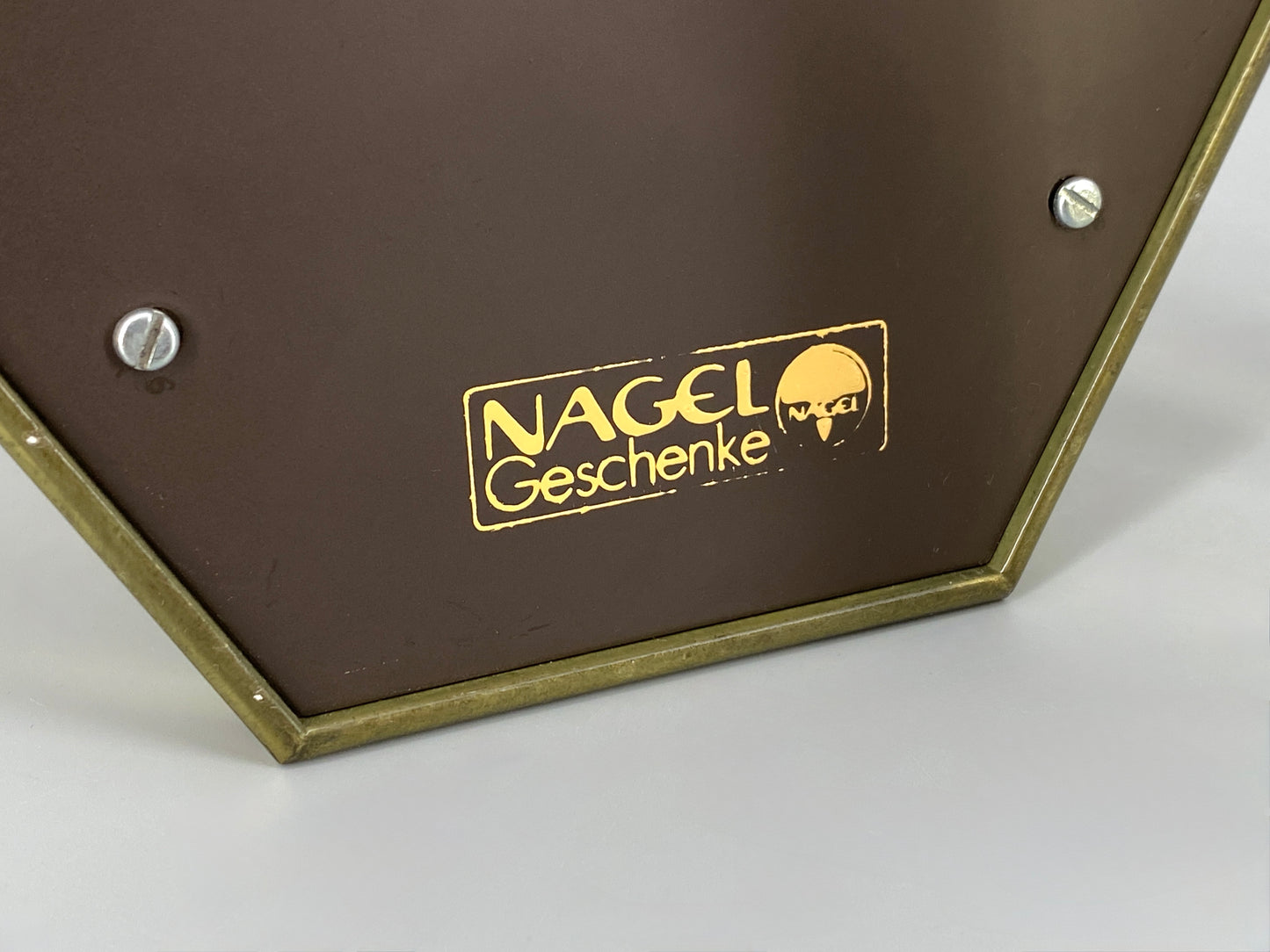Kerzenhalter Paar von Erwin Nagel für Nagel Geschenke aus poliertem Messing und Rauchglas, 70er Jahre