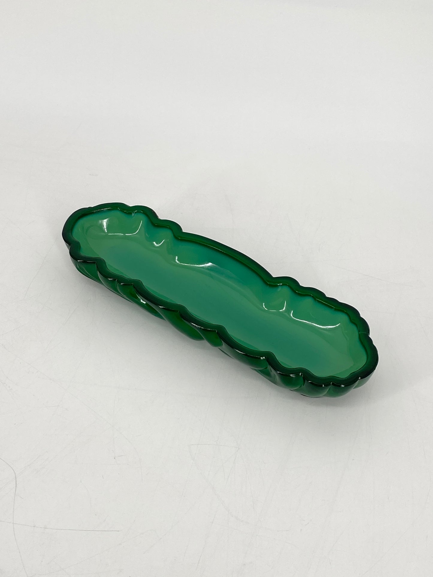 Art Deco Ablageschale von Hoffmann & Schlevogt aus grünem Malachitglas