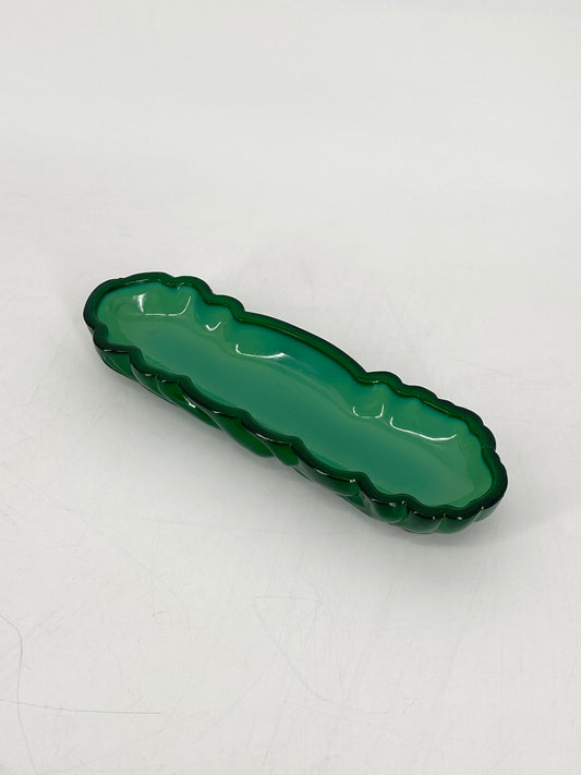 Art Deco Ablageschale von Hoffmann & Schlevogt aus grünem Malachitglas