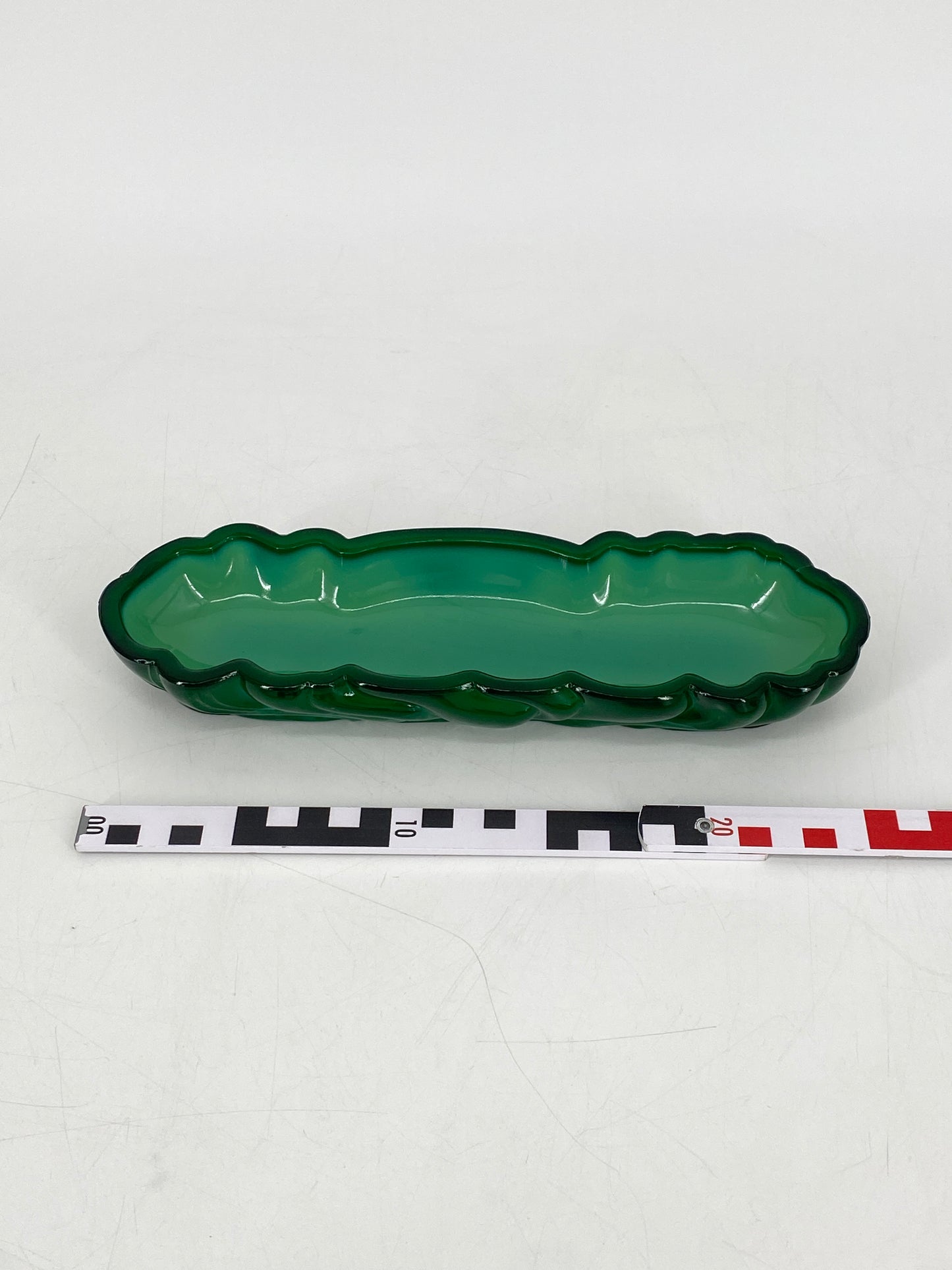 Art Deco Ablageschale von Hoffmann & Schlevogt aus grünem Malachitglas