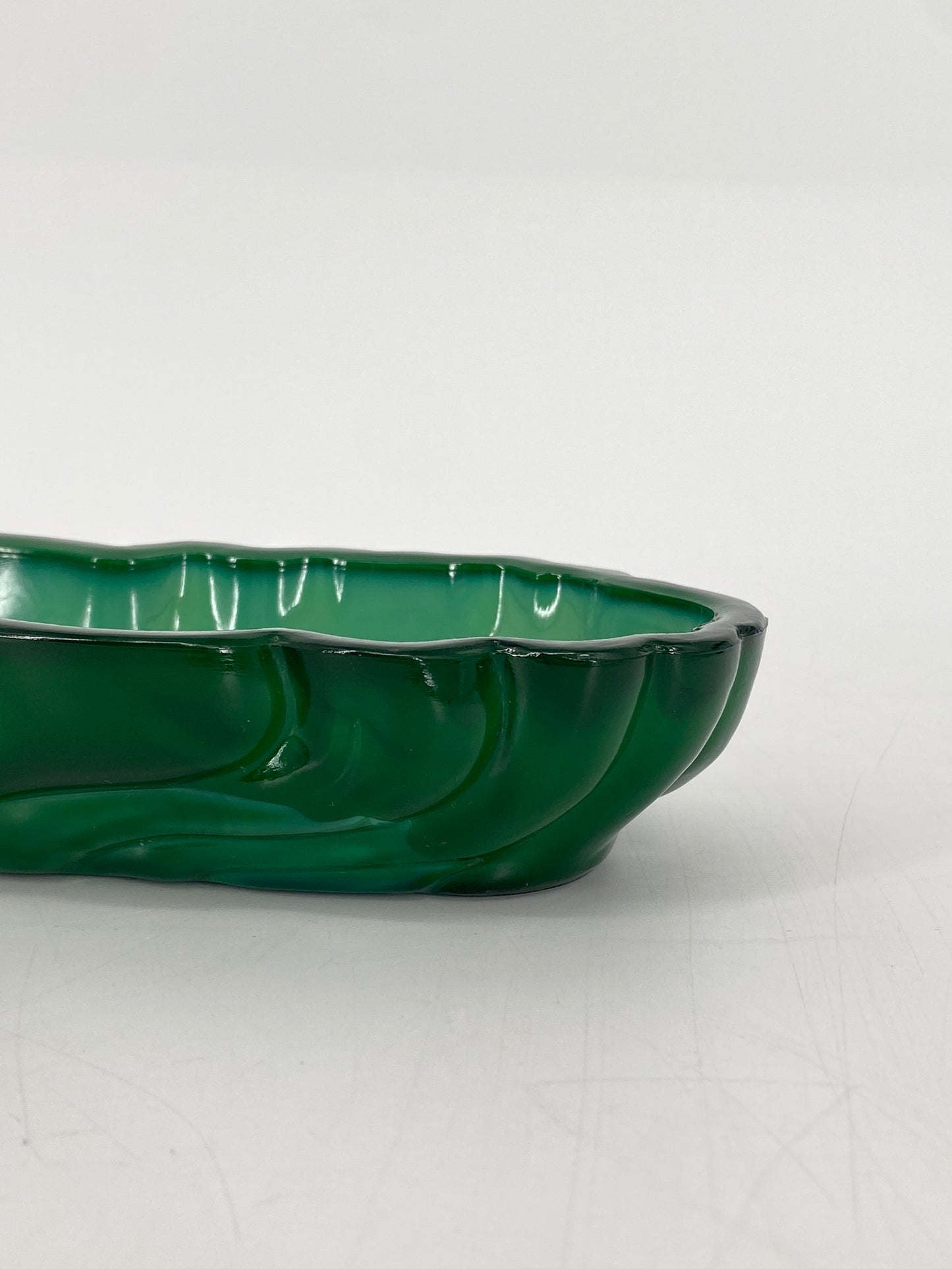 Art Deco Ablageschale von Hoffmann & Schlevogt aus grünem Malachitglas