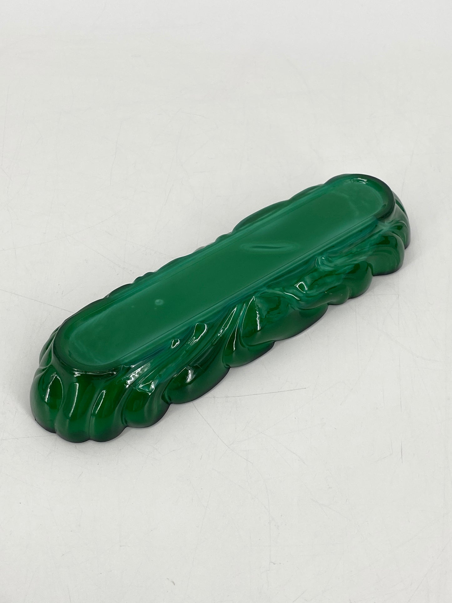 Art Deco Ablageschale von Hoffmann & Schlevogt aus grünem Malachitglas