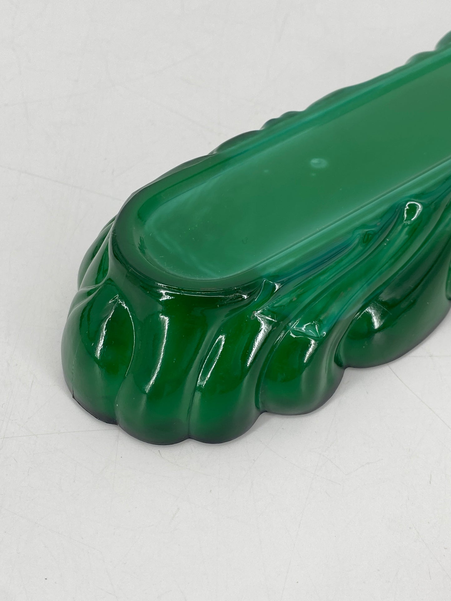 Art Deco Ablageschale von Hoffmann & Schlevogt aus grünem Malachitglas